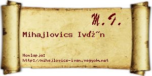 Mihajlovics Iván névjegykártya
